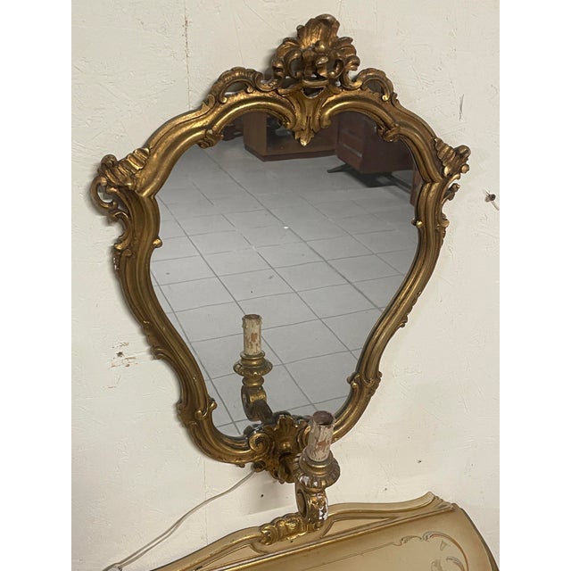Wall-Mounted Console Tables with Mirrors and Wall Lamps, 1940s, Set of 4 For Sale - Image 9 of 18