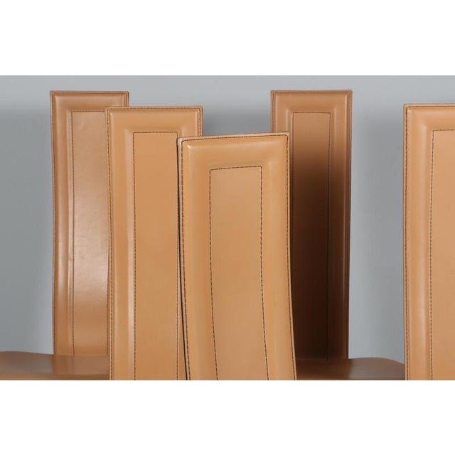 Alice Dining Chairs in Tan Leather attributed to Giorgio Cattelan, Italy, 2000s, Set of 6 For Sale - Image 4 of 9