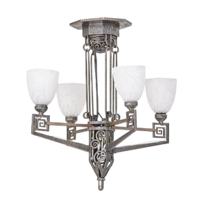 Edgar Brandt Style French Art Deco Chandelier