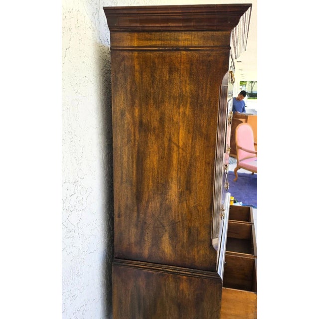 Antique Walnut Highboy Dresser Desk With Pullout Writing Surface For Sale - Image 14 of 18