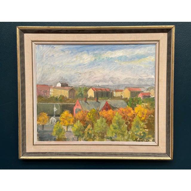 Hedvig Tegnér, Cityscape in Autumn Colors, 1950s, Oil on Canvas, Framed For Sale - Image 12 of 18