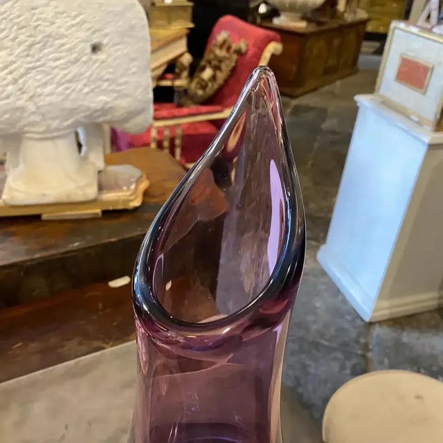 Purple 1970s Italian Mid-Century Modern Tall Purple Murano Glass Vase For Sale - Image 8 of 13
