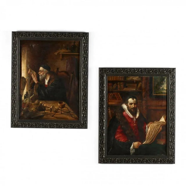 19th Century Antique Scholar Portraits Paintings by Theodore Du Bois, French - Set of 2 For Sale - Image 9 of 11