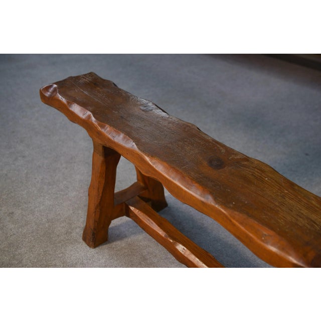 Wood Vintage Brutalist Pine Bench, 1950s For Sale - Image 7 of 11