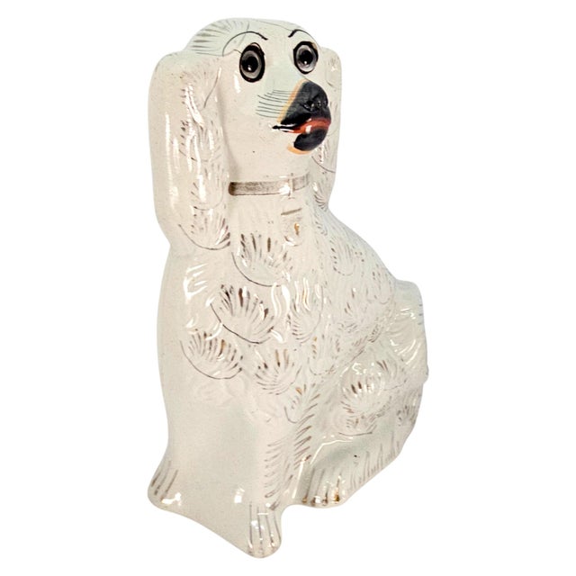 White Circa 1870-1890 Victorian Staffordshire Glass-Eye Spaniel Mantel Dogs, Pair For Sale - Image 8 of 15