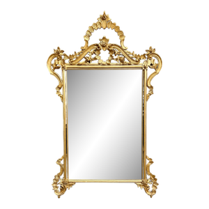 Vintage Italian Rococo Giltwood Wall Mirror, 1950s–70s – Ornate Carved Gold Leaf Frame