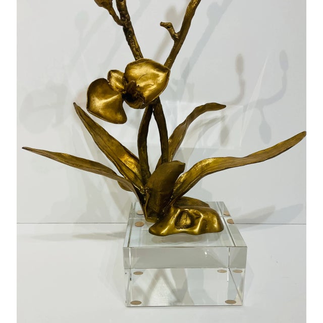 John Richard Organic Modern Antique Brass Orchid Sculpture For Sale - Image 4 of 5