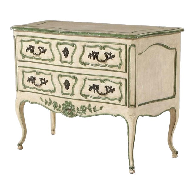 Bodart Louis XV Painted Chest in Sage and Cream, a French Country Revival For Sale