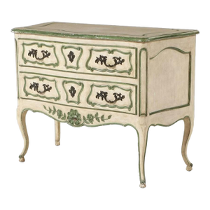 Bodart Louis XV Painted Chest in Sage and Cream, a French Country Revival