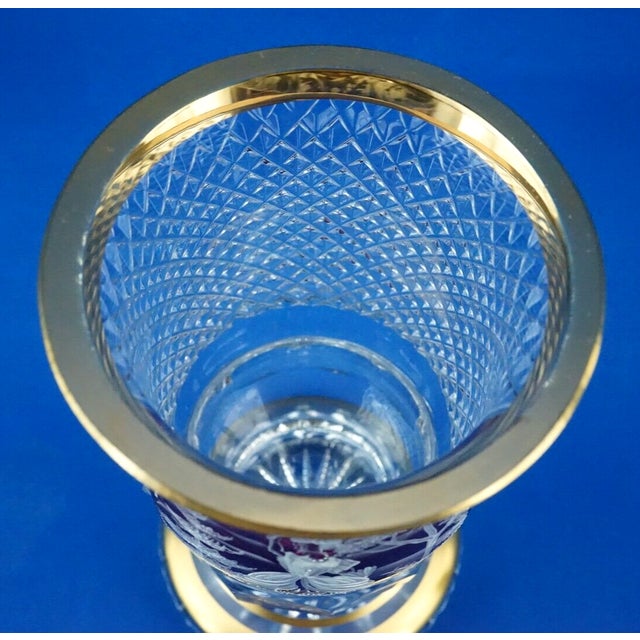 Cut Crystal Goblet Vase with Glass Paste Lady attributed to Val Saint Lambert, Belgium, 19th Century For Sale - Image 10 of 18