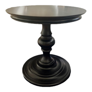 Vintage Ethan Allen American Artisan Black Lacquered Pedestal End Table