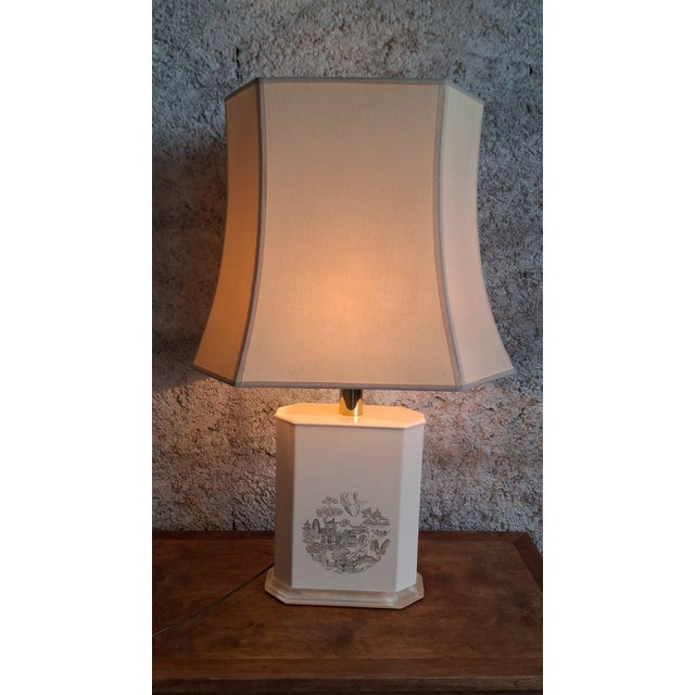 Large Lamp with Japanese Palace Scene, 1970s For Sale - Image 4 of 10