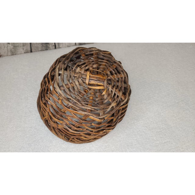 Vintage Rattan Basket Hand Made Split Cane Late 20th Century For Sale - Image 10 of 12