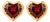 Geometric Heart Garnet Stud Earrings, Silver, Gold, Pair For Sale
