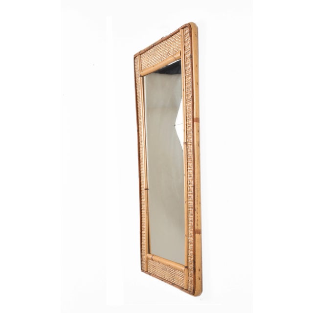 Rectangular Bamboo & Wicker Mirror, 1970s For Sale - Image 6 of 8