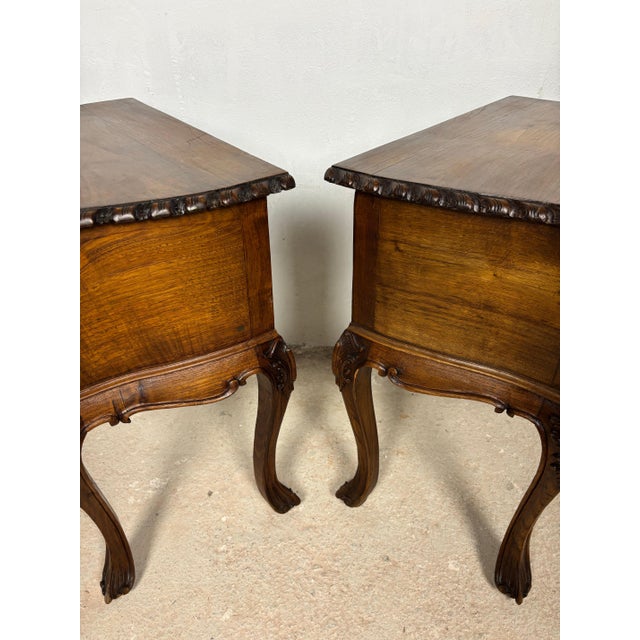 Pair of Spanish Carved Louis XV Style Bedside Tables in Oak, 20th Century For Sale - Image 13 of 16
