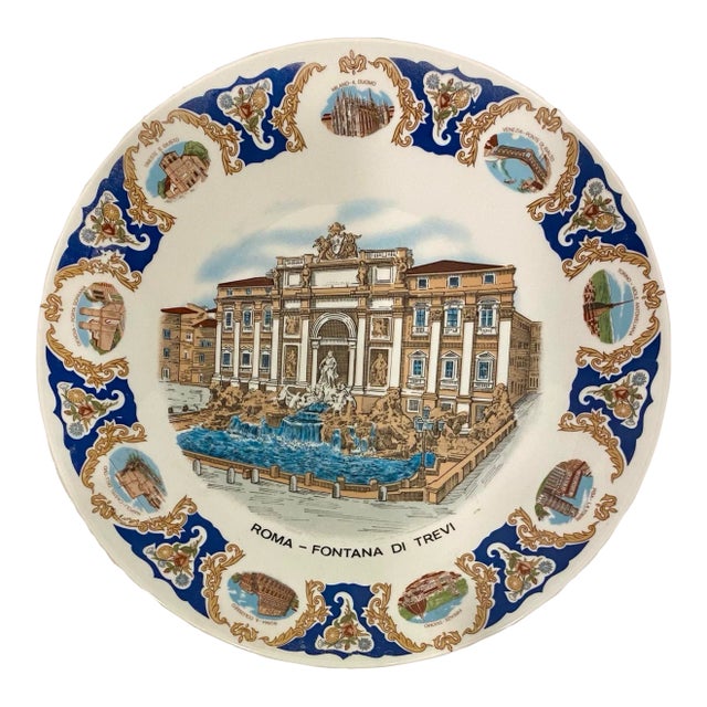 1960s Vintage Richard Ginori Trevi Fountain Decorative Plate For Sale