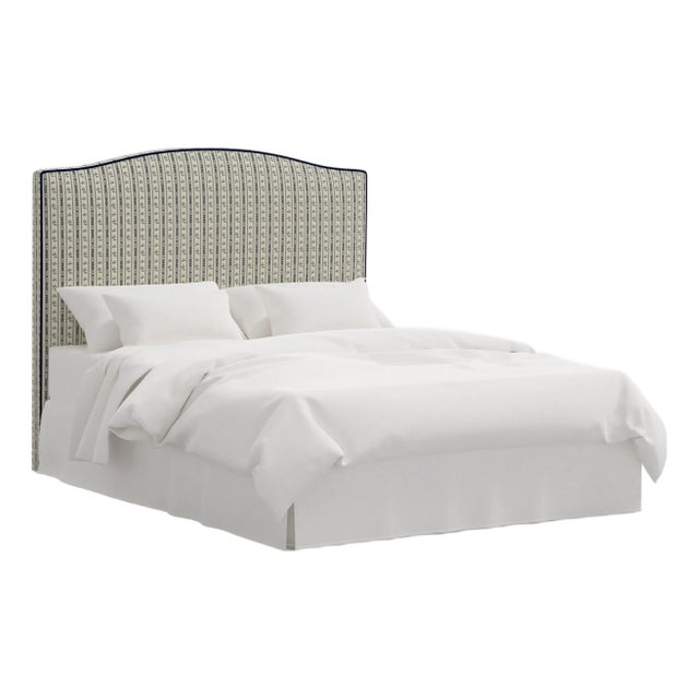 Stoffer Home x Cloth & Company Elsie Headboard in Botanical Stripe Navy with Navy Welt, King For Sale