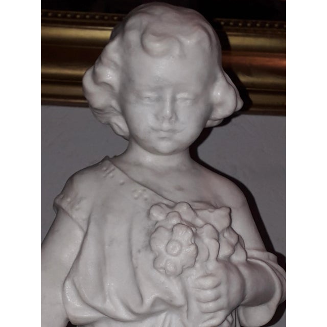 Antique Marble Child Sculpture For Sale - Image 3 of 11