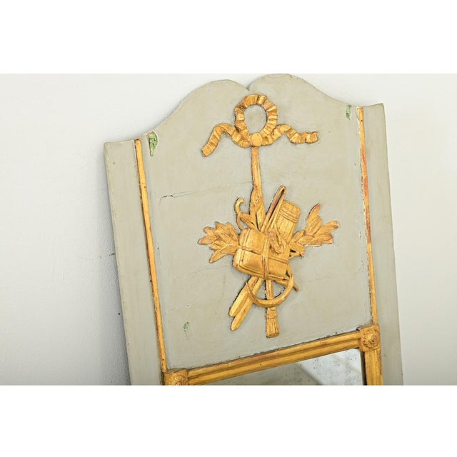 Wood French 19th Century Gilt and Painted Trumeau For Sale - Image 7 of 9