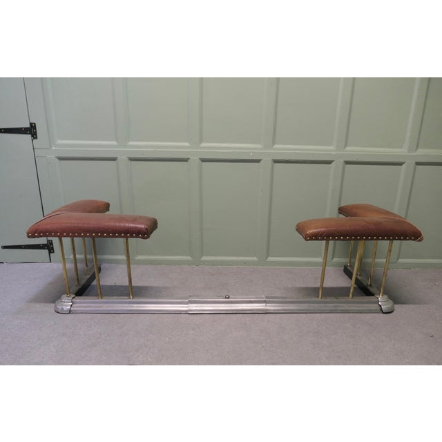 Extending Steel and Leather Art Deco Club Fender, Fireside Bench This is a lovely Large Town House piece, it is made in...