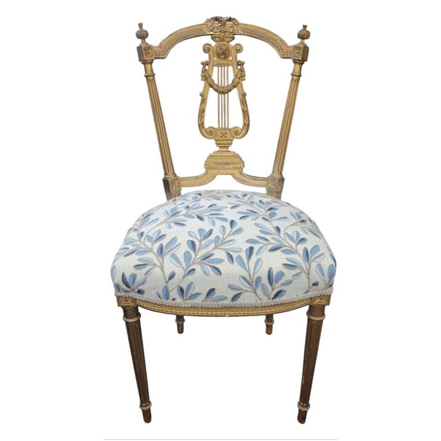 Antique Petite French Vanity Chair For Sale - Image 9 of 9