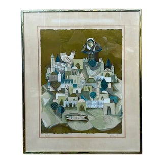 Original Mid Century Lithograph by Sami Briss - Signed and Numbered - the Village For Sale