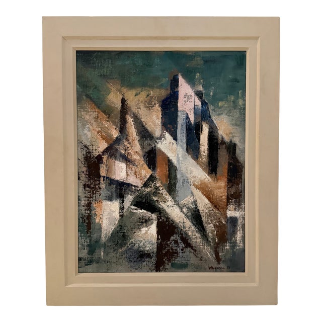 Matthew Whippman “Beton Piramide” Abstract Geometric Painting, Signed 1956, Pretoria Art Museum Provenance For Sale
