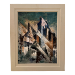 Matthew Whippman “Beton Piramide” Abstract Geometric Painting, Signed 1956, Pretoria Art Museum Provenance