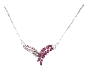 14 Karat White Gold Fashion Necklace With Diamonds and Semi Precious Stones