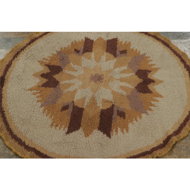 Textile Antique Art Deco Rug With Brown & Lavender Geometric Design - Rug & Kilim For Sale - Image 7 of 8