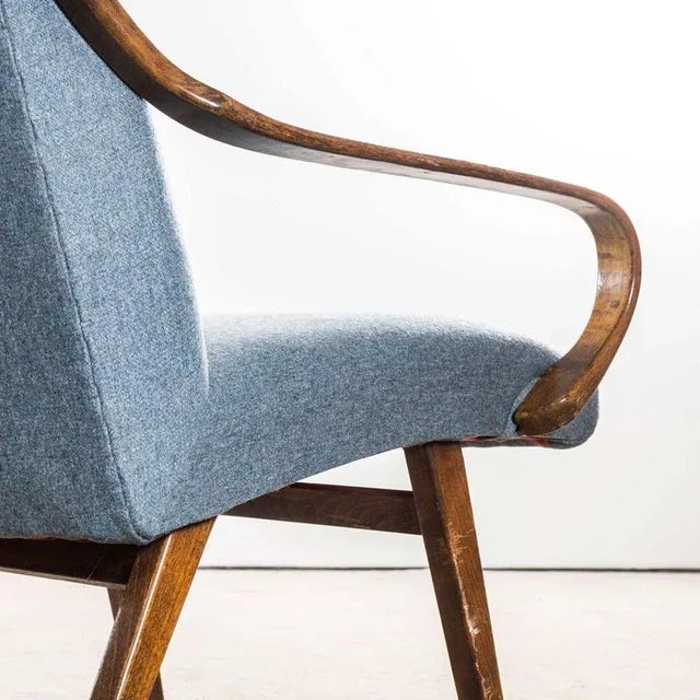Gray Grey Upholstered Marl Armchair by Jaroslav Šmídek, 1950s For Sale - Image 8 of 9
