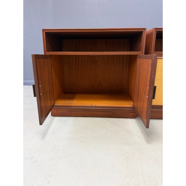 1950s Pair of Cane-Front Walnut Nightstands by Arne Vodder for Vamo Sønderborg For Sale - Image 12 of 14