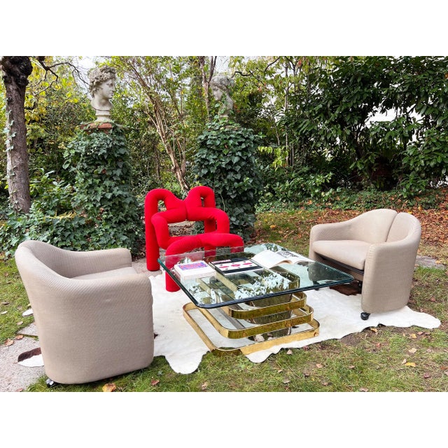 Metal 1980s Vintage Terje Ekstrom Norway Postmodern Lounge Chair in Red For Sale - Image 7 of 12