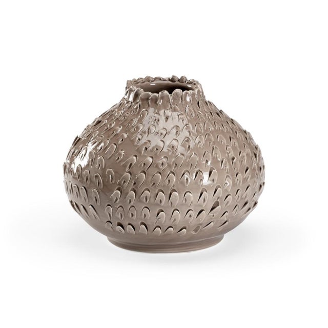 Contemporary Wildwood Atrani Ceramic Vase - Taupe For Sale - Image 3 of 3