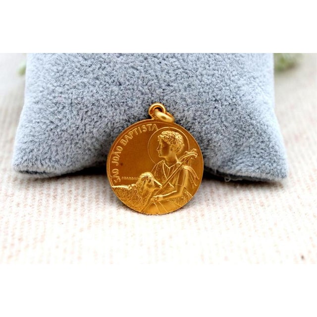 Saint John the Baptist 19.2k Gold Pendant For Sale - Image 3 of 5