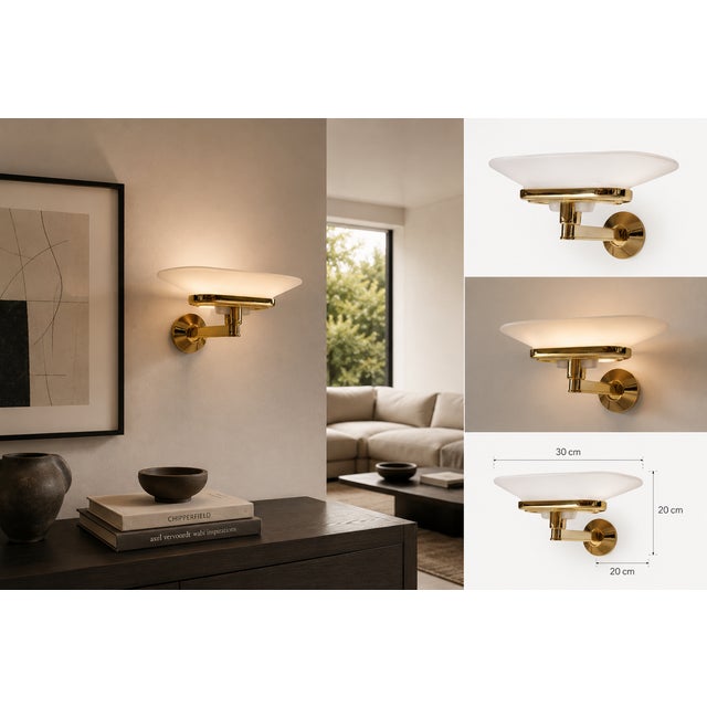 Jill Wall Sconce in Polished Brass and Opaline Glass from Arteluce, Italy, 1970s For Sale - Image 10 of 17