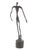 Modern dark patinated bronze sculpture depicting a standing male figure in motion, inspired by mid-20th-century figurative...