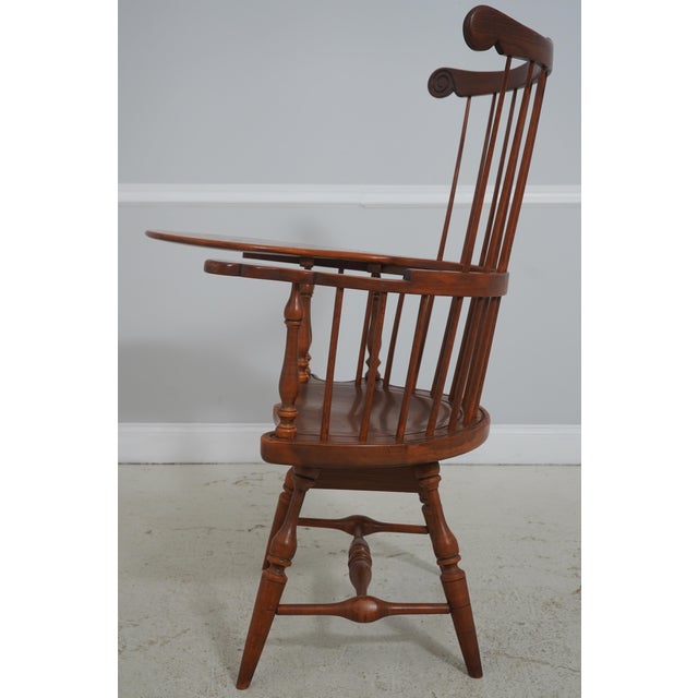 Traditional Frederick Duckloe Oak, Cherry, and Walnut Comb-Back Windsor Desk Writing Chair For Sale - Image 3 of 18