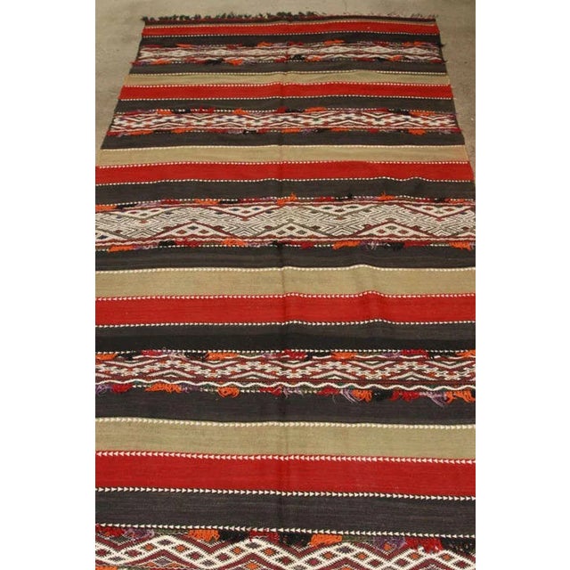 1950s 1950s Vintage Moroccan Authentic Tribal Kilim Rug North Africa For Sale - Image 5 of 10