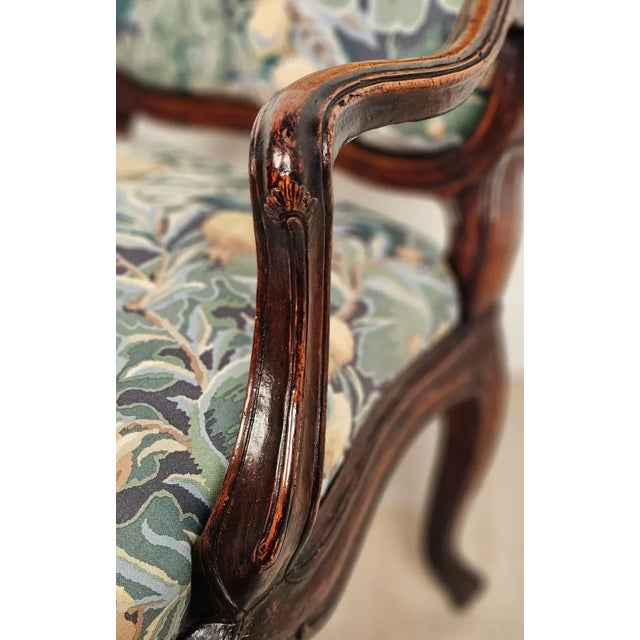 Pair of French or Italian Louis XIV Walnut Large Armchairs, Mid-18th Century For Sale - Image 12 of 13