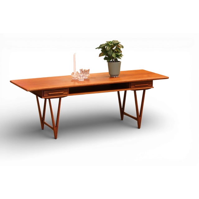 Wood Coffee Table in Teak with Drawers and Magazine Rack by EW Bach, 1960s For Sale - Image 7 of 18