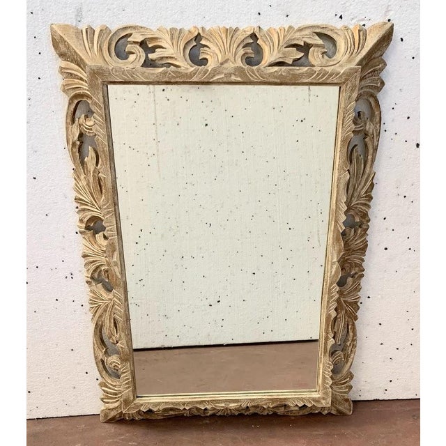 Carved and Openwork Patinated Wooden Mirror, 1900s For Sale - Image 4 of 8