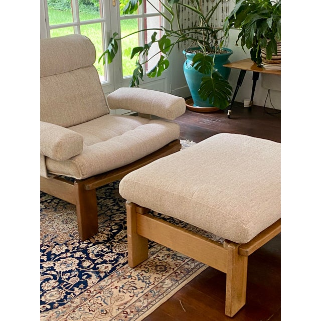 Wood Armchairs and Ottoman attributed to Rolf Benz, Germany, 1980s, Set of 3 For Sale - Image 7 of 13