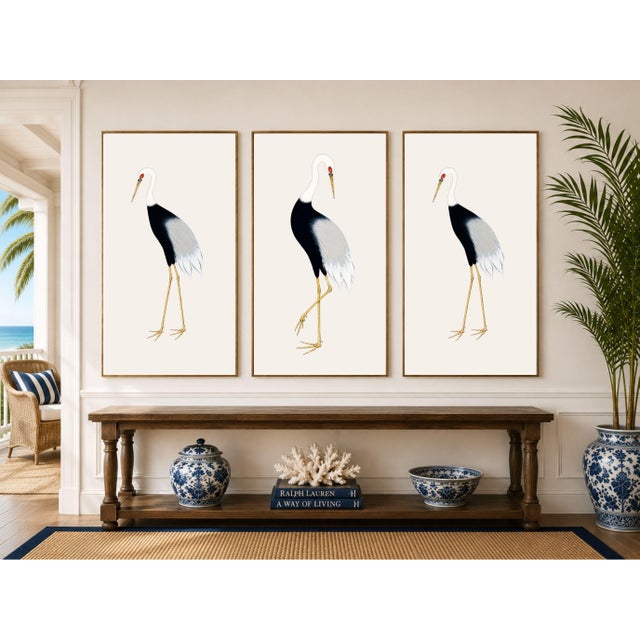 Not Yet Made - Made To Order Japanese Crane Triptych, Set of 3 Art Prints, 24" X 36" For Sale - Image 5 of 7