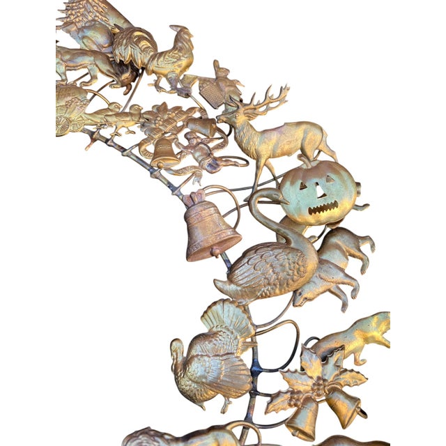 Brass Late 20th Century Large Petites Choses All-Seasons Brass Wreath Dresden Easter Christmas Halloween Etc. For Sale - Image 8 of 17