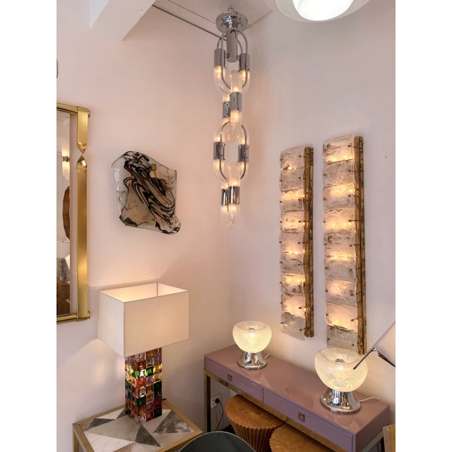 1970s Chain Chandelier Murano Glass Metal by Aldo Nason for Mazzega, Italy, 1970s For Sale - Image 5 of 13