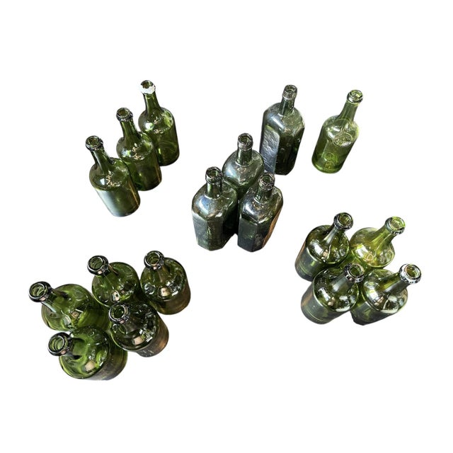 Bubbled Glass Water Bottles, France, 1925, Set of 17 For Sale - Image 13 of 14