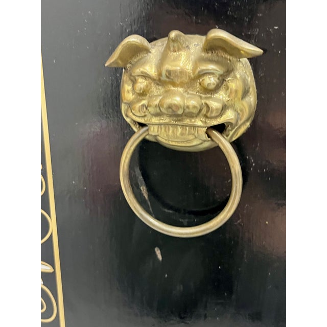 Vintage Chinoiserie Black Lacquer and Soap Stone Maiden Umbrella Stand For Sale - Image 12 of 18