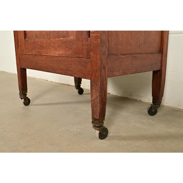 Brown Stickley Brothers Style Antique Mission Oak Arts & Crafts Armoire Dresser or Linen Press, Circa 1900 For Sale - Image 8 of 12